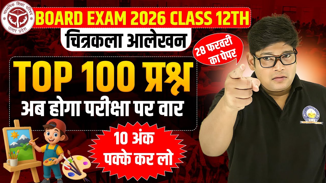 12th Drawing Objective Question 2026/ 28 February Chitrakala Alekhan TOP 100 Objective Questions UP