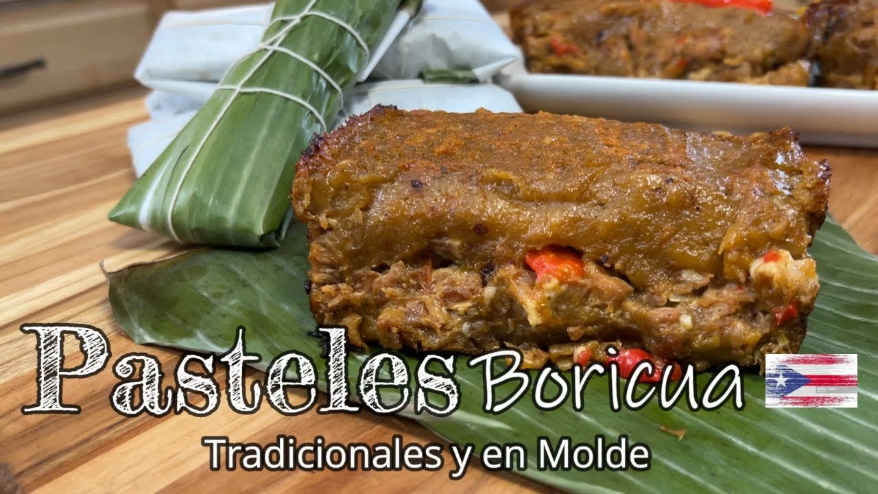 Pasteles Puertorriqueños tradicionales y en molde (traditional and molded Puerto Rican pasteles)
