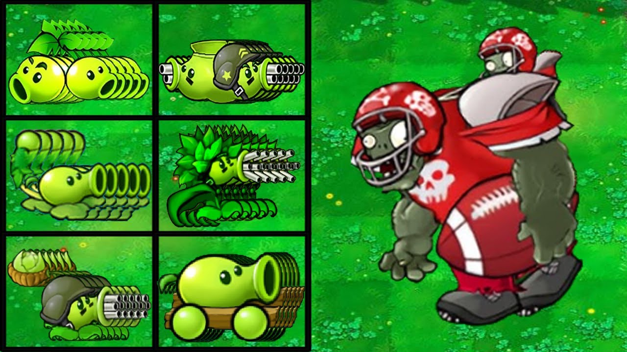 PVZ 1 Hybrid Challenge - 5 Hybrid Peashooters Vs 1 Football Gargantuar + EXTRA - Who Will Win?