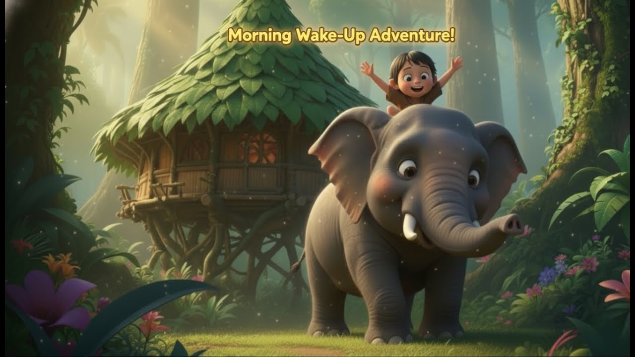 🐘 Morning Wake-Up Adventure | wild animals rhymes in english. 