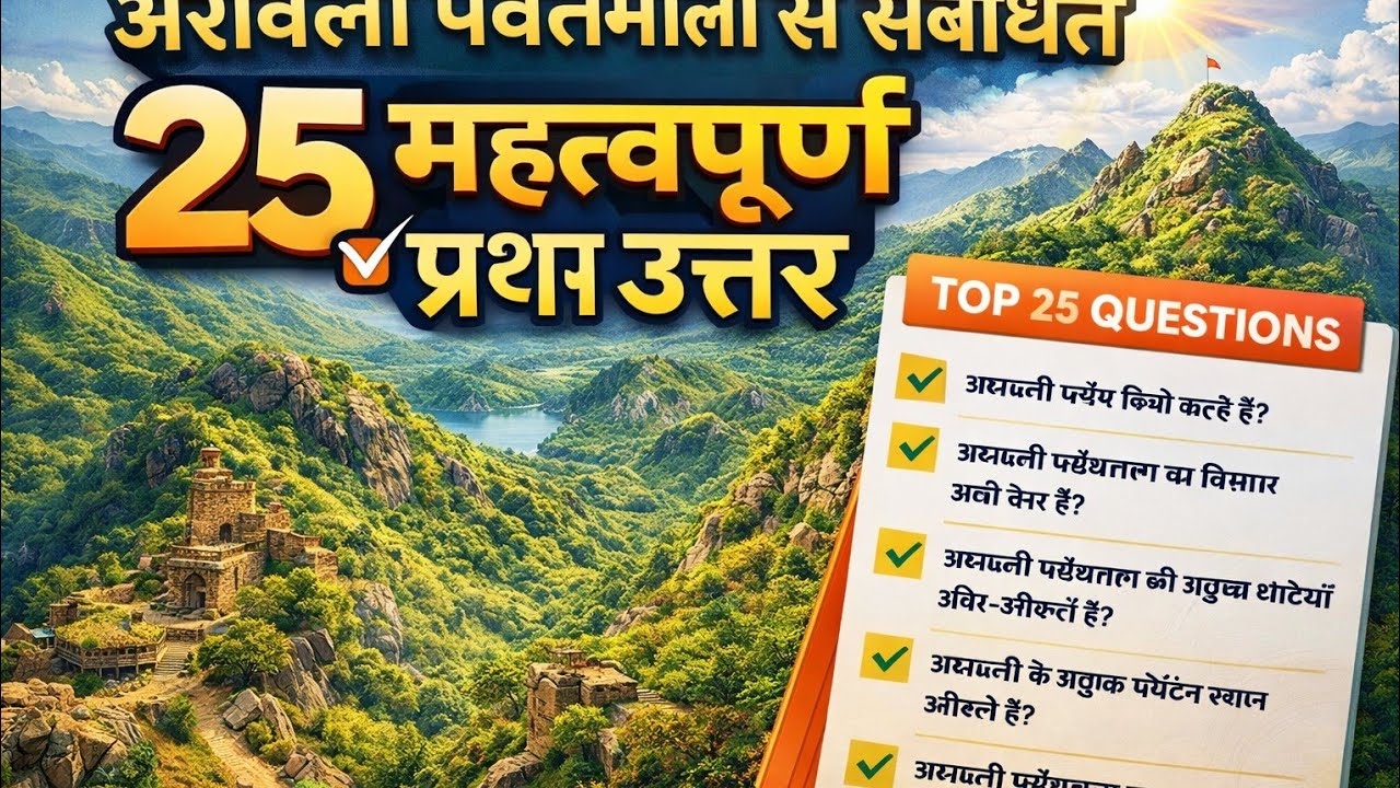 राजस्थान का भूगोल#राजस्थान के अरावली पर्वतमाला विस्तार#Rajasthan geography question#Aravali parvat#