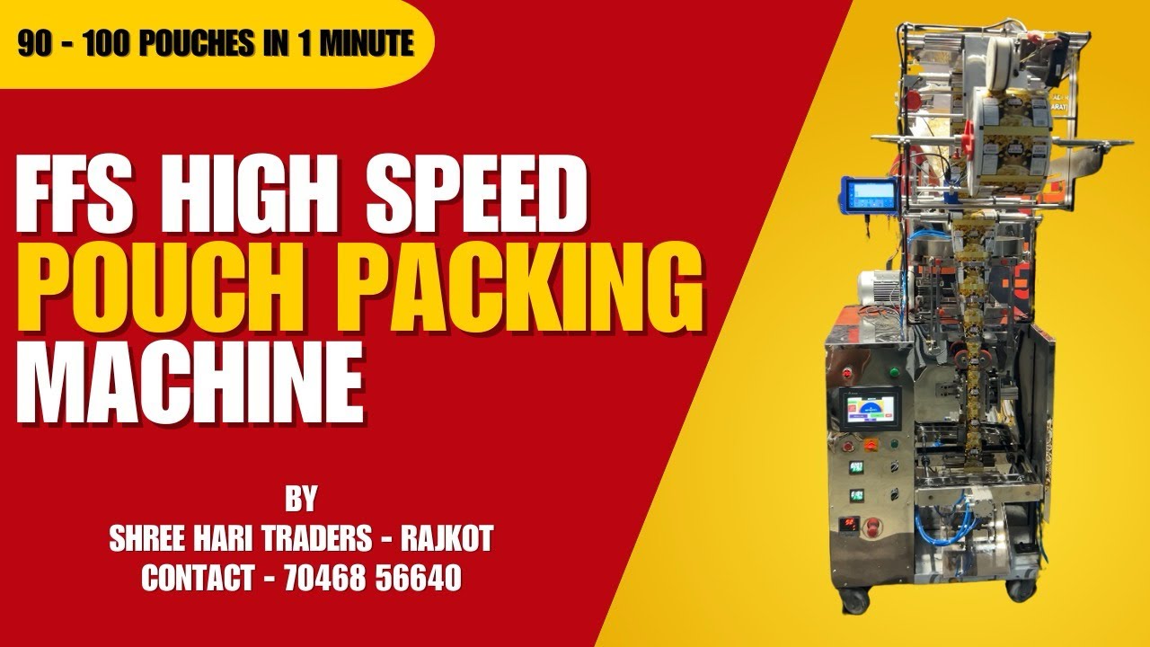 FFS High Speed Pouch Packing Machine | 90–100 Pouches/Min | Pneumatic System | 7 Inch Touch Display