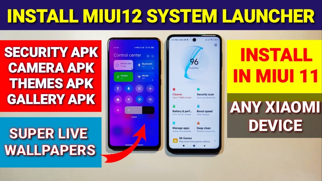 Install Miui 12 official system launcher, Super live wallpaper, Security app, in all Xiaomi devices