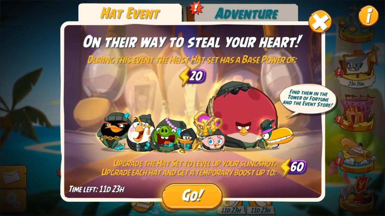 ANGRY BIRDS 2 TOWER OF FORTUNE - THE HEIST HAT SET