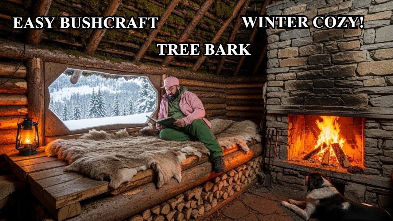 Tree Bark Survival Shelter: Easy Bushcraft Build for The Wild