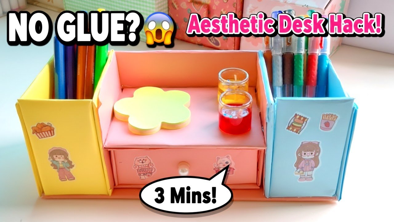DIY Desk Organizer | Aesthetic Study Desk Hack | Easy Cardboard Paper Craft
