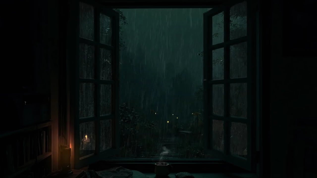 Cozy Lantern and Rainy Night View 🌲| Soothing Forest Sounds for Deep Sleep (NO ADS)