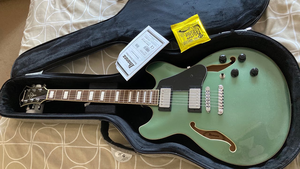 Ibanez AS73 Artcore Semi-Hollow HH Electric Guitar - Olive Metallic (unboxing video new guitar)