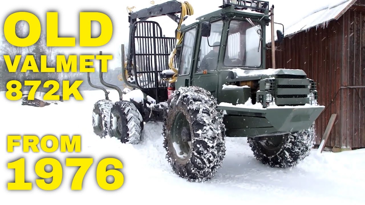 Cold Start 50 Year Old Valmet 872 Forwarder and Logging