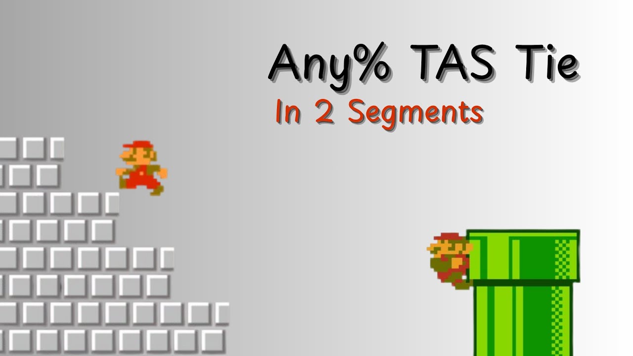 Super Mario Bros. Any% TAS Tie [4:54.265] in 2 Segments