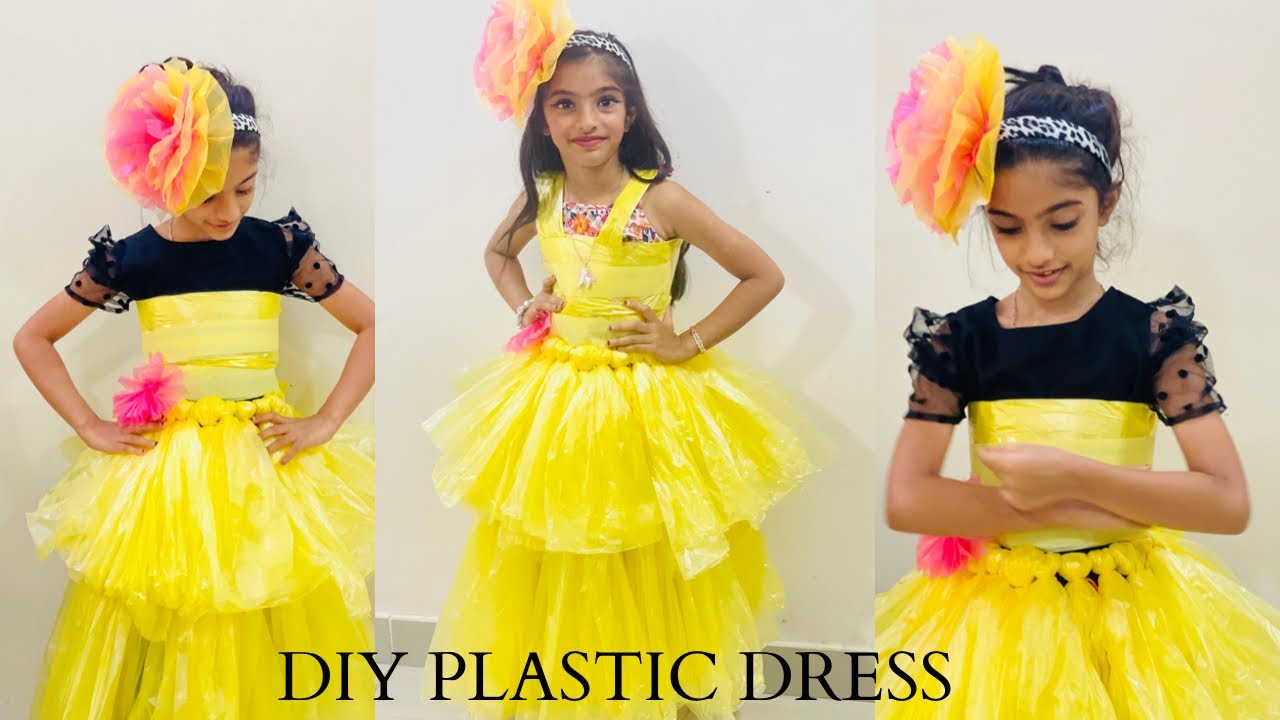 DIY-Plastic cover dress | How to make dress with plastic cover | Easy dress making with plastic bag