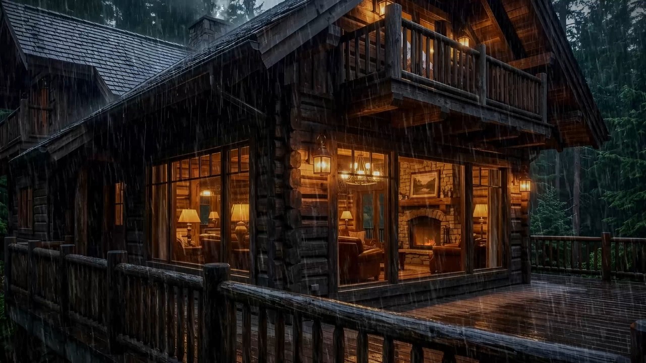 Rainy Night in a Cozy Forest Cabin | Rain & Thunderstorm Sounds for Deep Sleep (6 Hours)