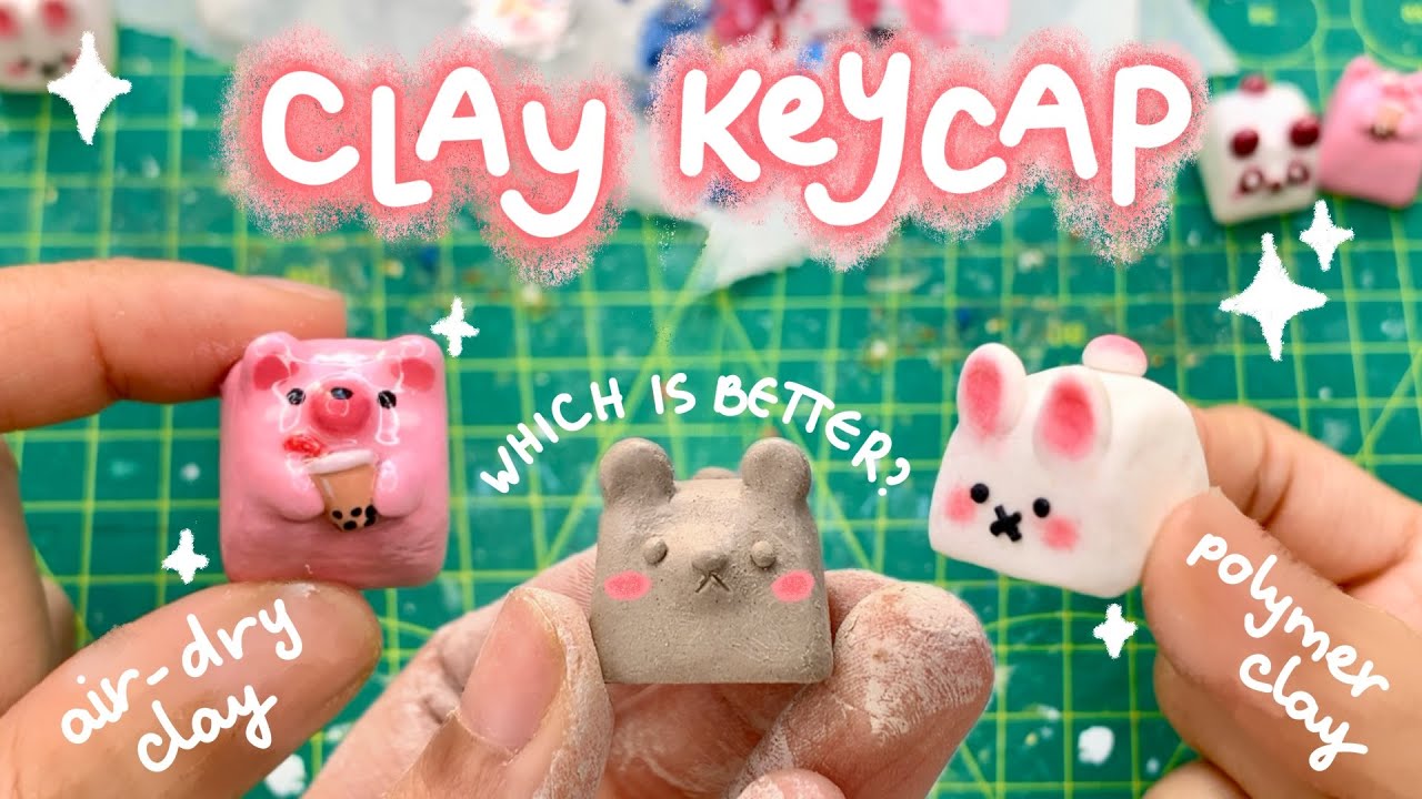 DIY ARTISN KEYCAP with clay | all my tips and tricks, cracked air dry clay, dusty polymer clay