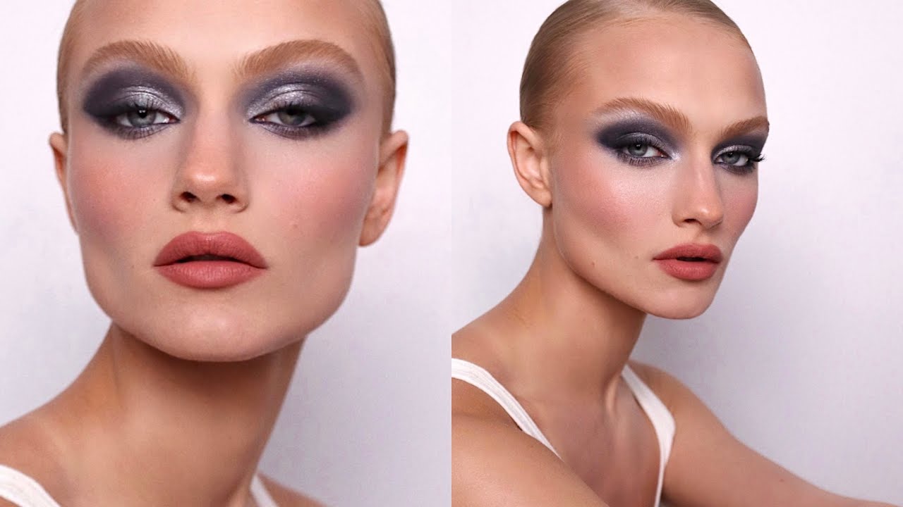 Elongated Grey-Blue Smokey Eye Makeup | Hung Vanngo