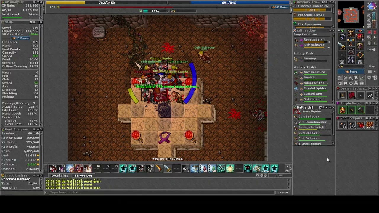 Tibia EK do 1 ao 1000 - 22/01/26 - 159 até 160 em Cults of Tibia #Tibia #TibiaLeveling #TibiaHunt