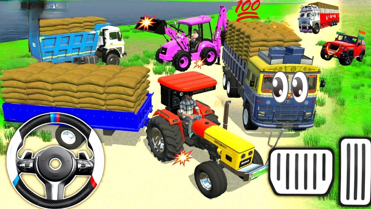 😍Drive JCB And Unloading Stone From Dumper Truck In Game🏗💥#dumper #tractor #jcb #truck #gameplay