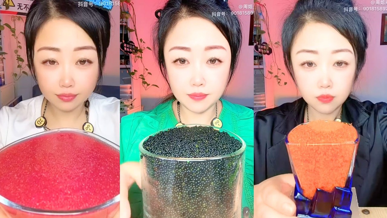 Three Bowls of Vibrant Fish Roe for a Colorful Mukbang Feast