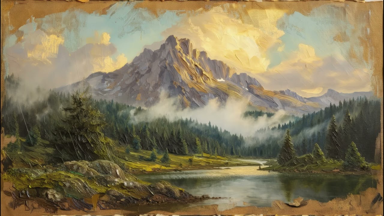 4K Art for TV – Misty Mountain Lake at Sunrise | No Sound | 2 Hours