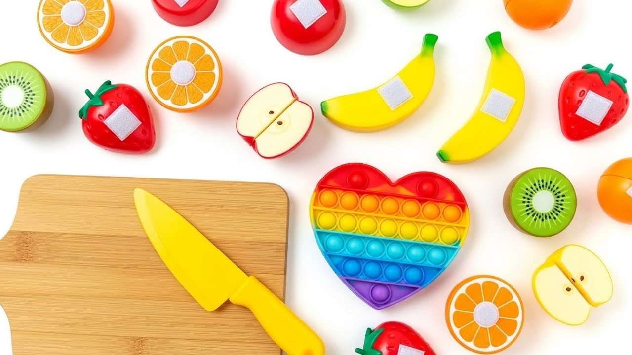 ASMRカットフルーツ 果物を切る音 野菜を切る音 おもちゃの果物 asmr relaxing cutting fruits-satisfying