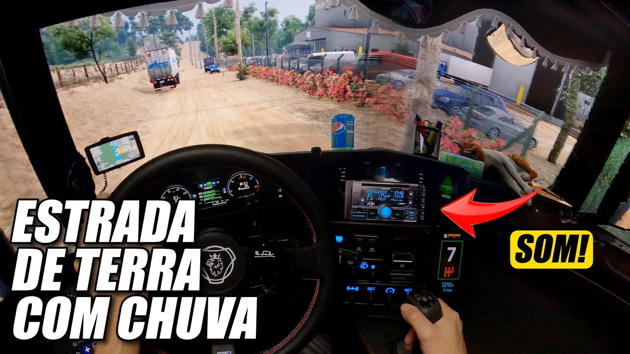 ETS2 Realista - Scania na Estrada de Terra Onboard POV | Cockpit Três Monitores