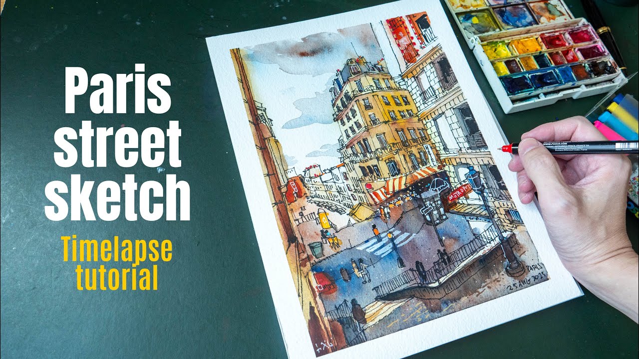 Paris street sketch (timelapse tutorial)