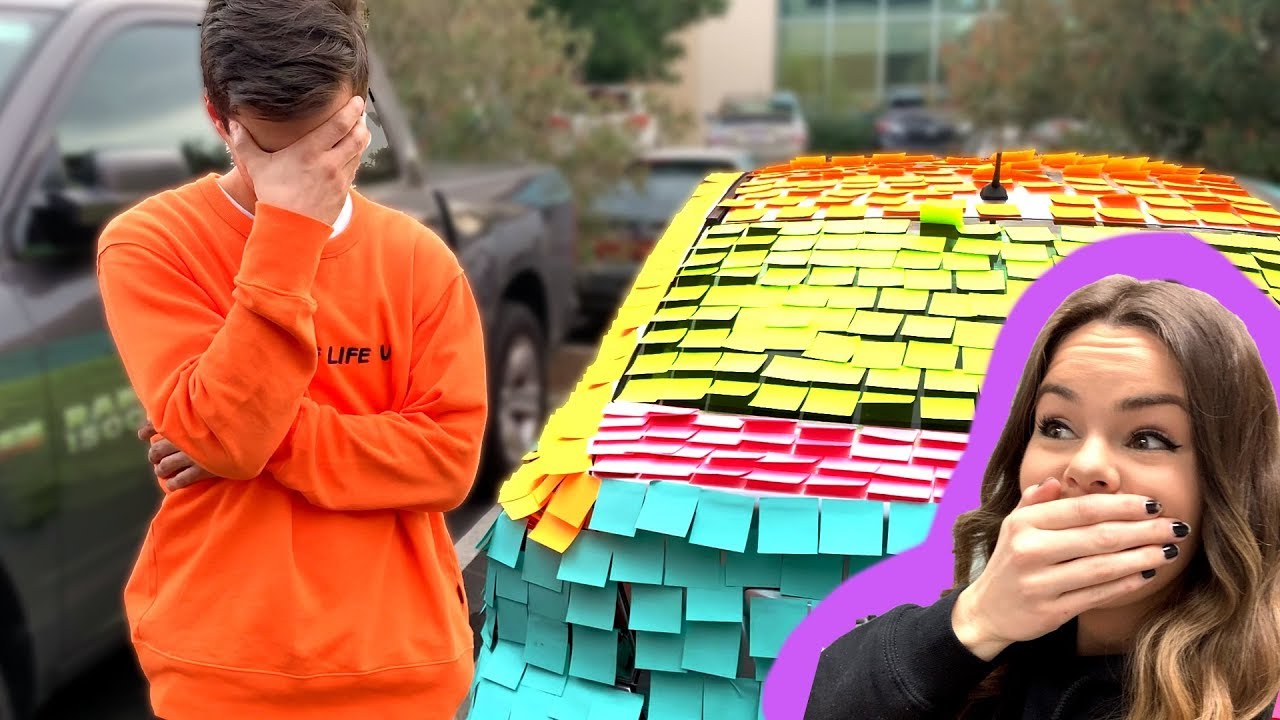 I Covered His Car In Post-It Notes!