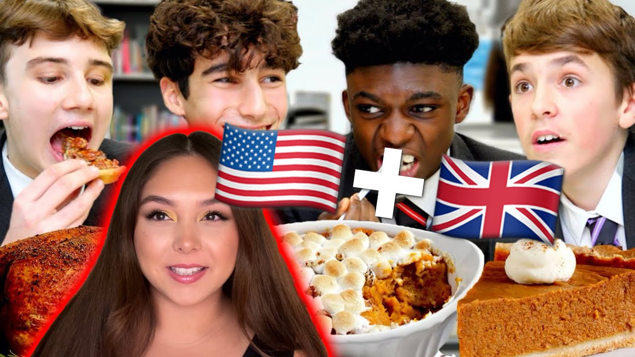 🇺🇸 😂 AMERICAN REACTS to BRITISH trying THANKSGIVING MEAL 