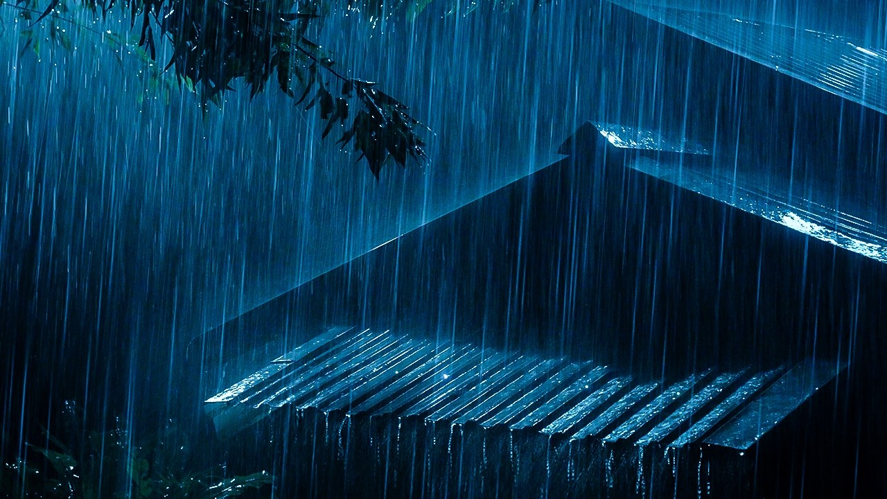 Засыпайте мгновенно 🌧️ Сильный дождь и гром на старой металлической крыше в тропическом лесу ночью