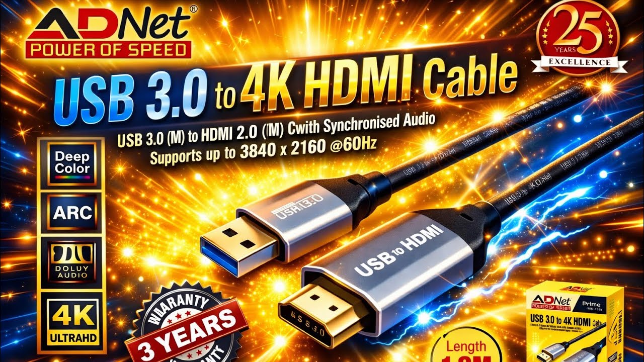 USB to HDMI Adapter 4K@60Hz | ADNet USB to HDMI Converte & cable #shorts #youtubeshorts #foryou #fyp