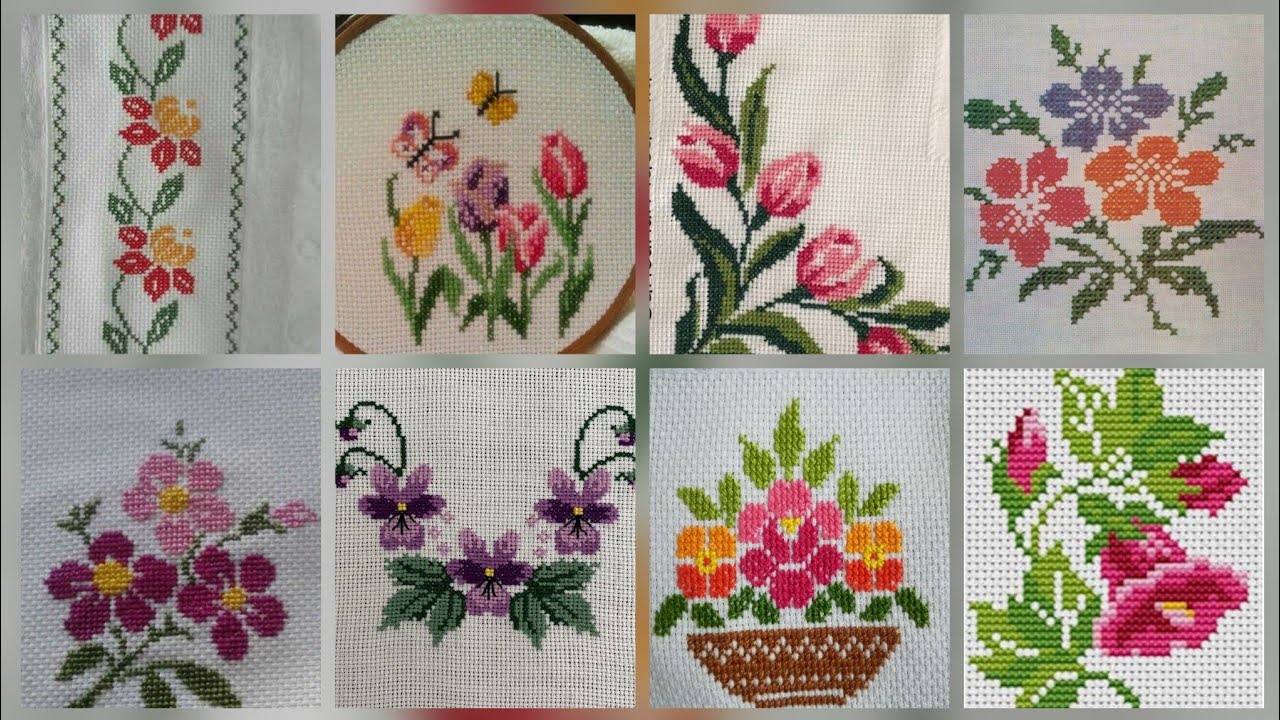 Top 100+ Amazing and Elegant Floral Cross stitch patterns || Charsuti Kerhai Ideas For Everything||