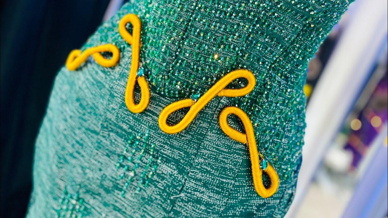 Surface cording using barker rod and embroidery thread