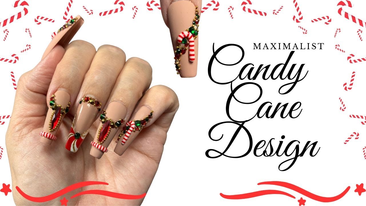 MAXIMALIST 🎄 Candy Cane Nail Art Tutorial Festive Christmas Nails Step by Step 🎄