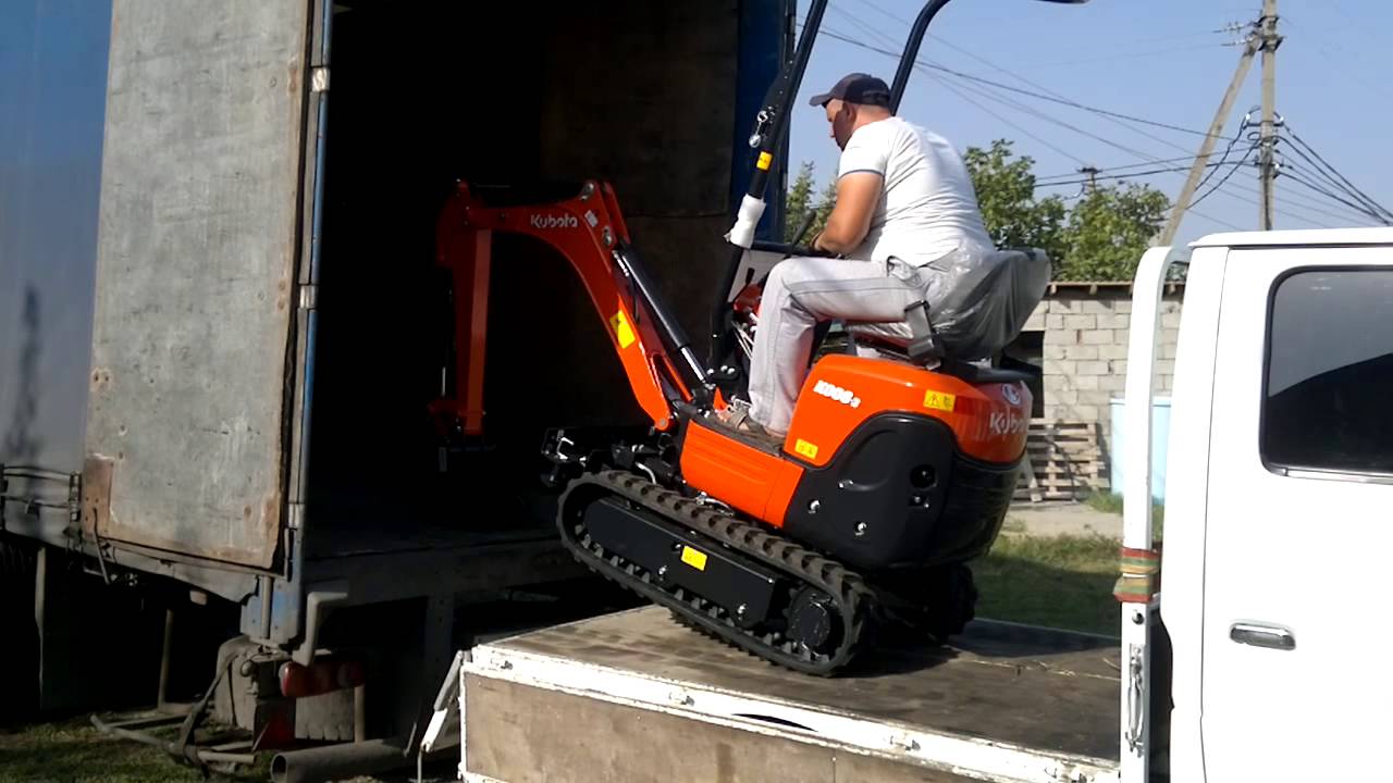 Самый мини-экскаватор Kubota K008-3 выгрузка