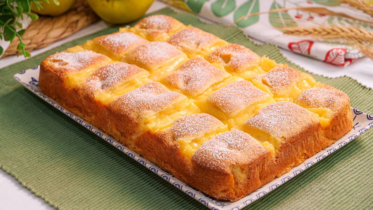 Pastel de Manzana con Crema Pastelera ¡Delicioso y Fácil! 🍏💕