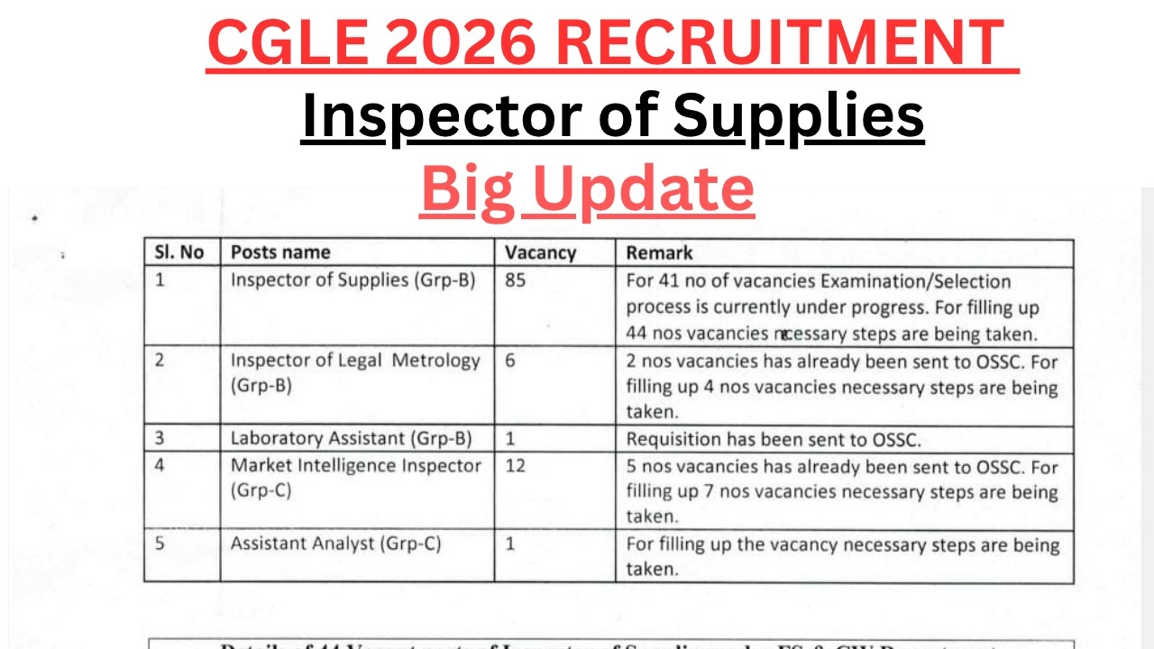 OSSC CGLE 2026 //CGLE 2026 UPCOMING RECRUITMENT//OSSC UPCOMING VACANCY 2026//Odisha Job 2026