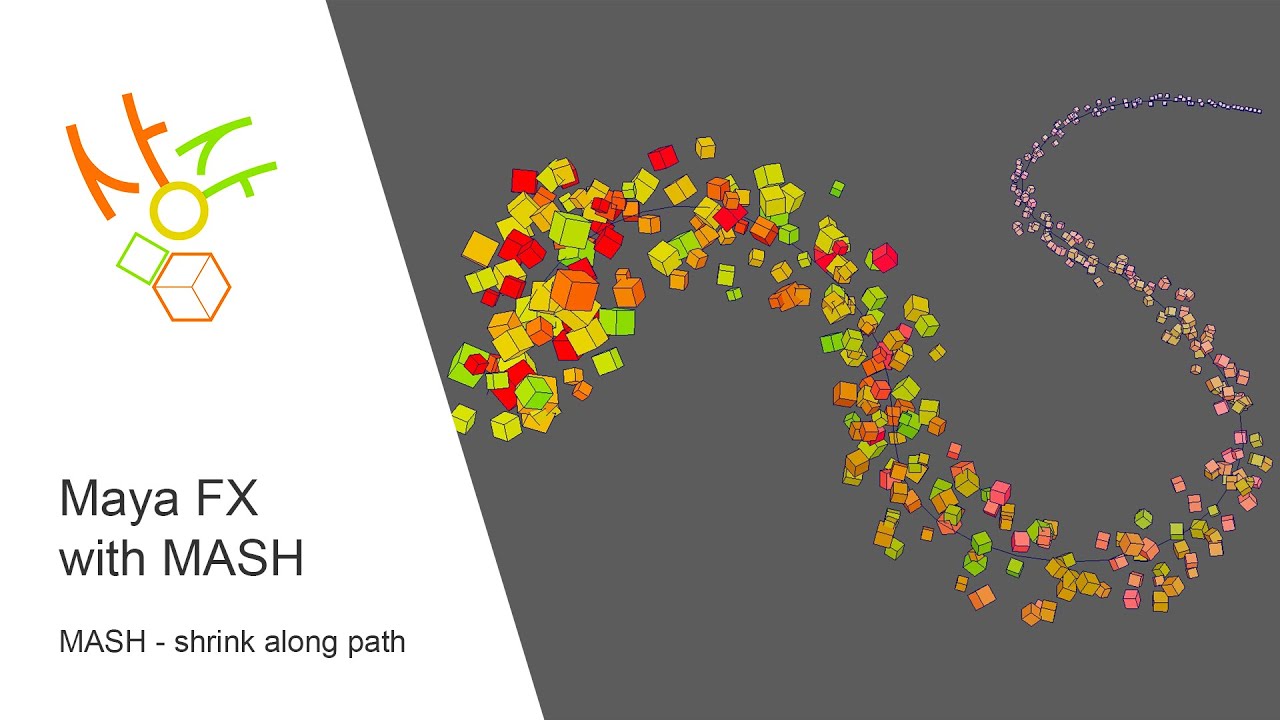 Maya FX with MASH - shrink along path using Strength Map