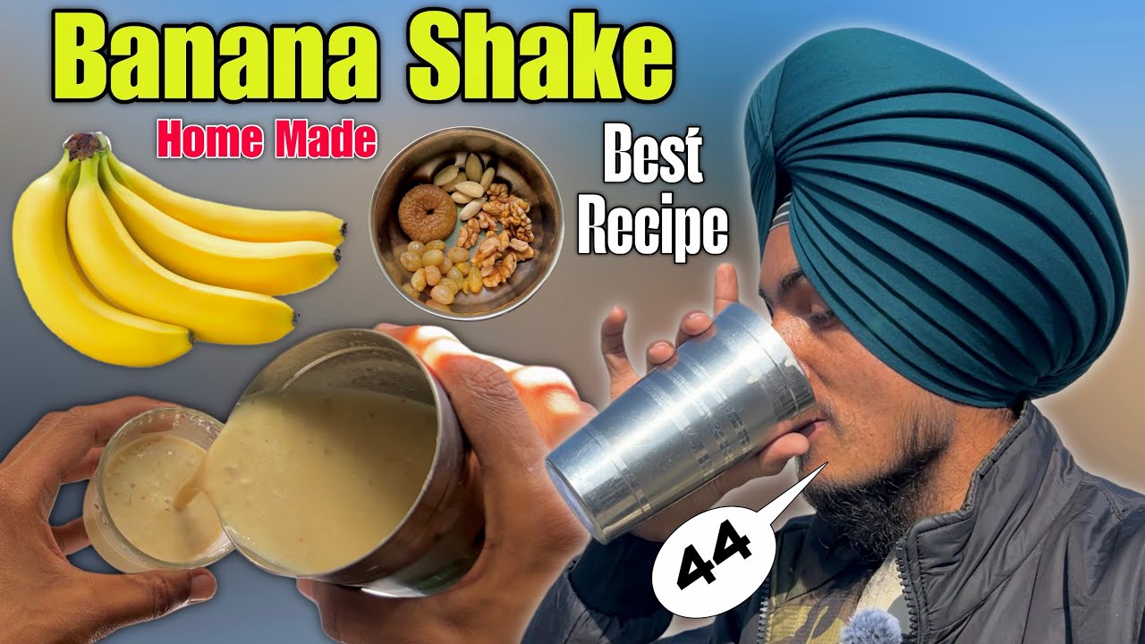 Ajj bnaya banana shake 😁, how to make banana shake at home with dry fruits 