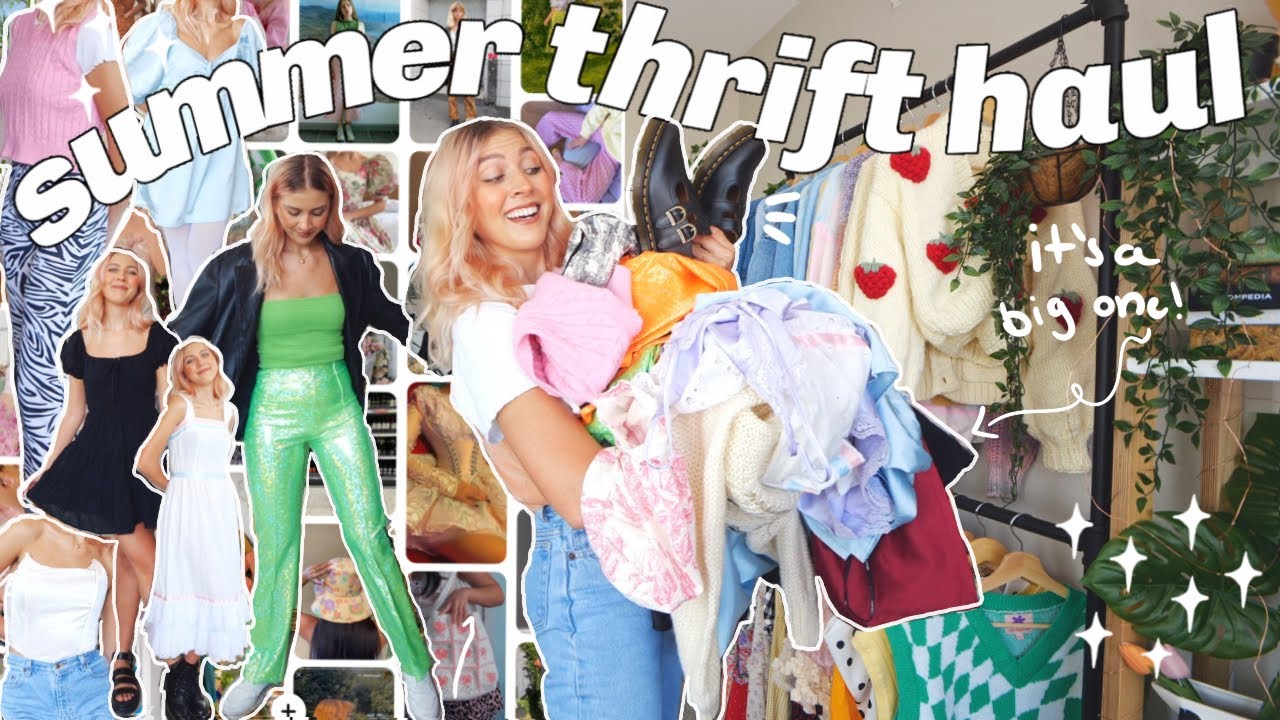 thrifting my DREAM summer wardrobe ✨ huge ~trendy~ try on thrift HAUL *summer 2021 fashion trends*