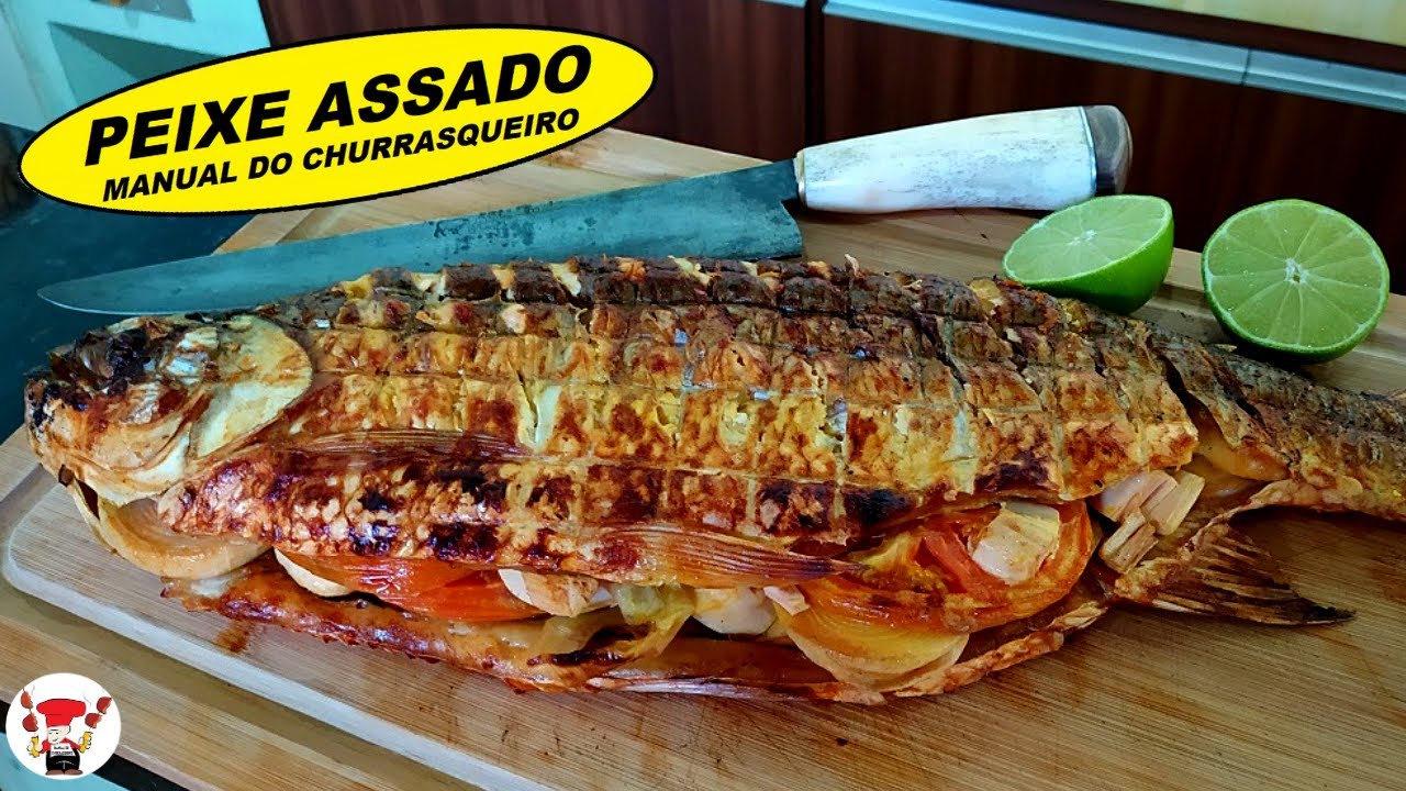 Como Assar Peixe Inteiro Recheado na Churrasqueira Perfeito