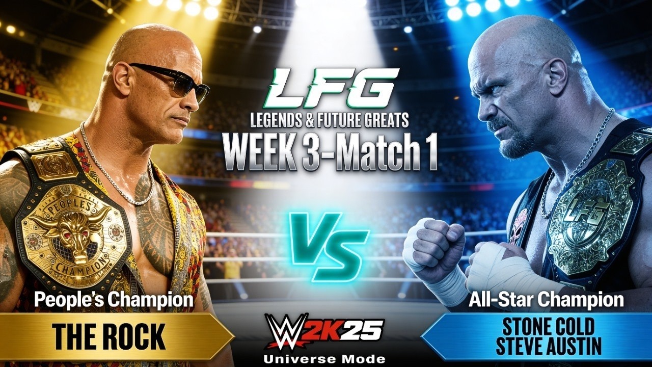 FULL MATCH: The Rock vs Stone Cold Steve Austin | LFG Week 3 Match 1 | WWE 2K25 Universe Mode