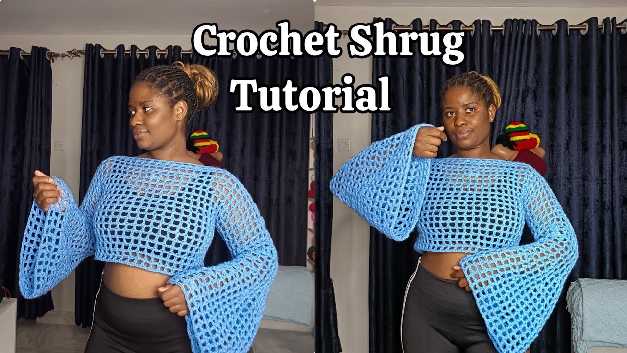 Crochet Mesh Shrug top with Bell Sleeves for Absolute Beginners | Easy Step-by-Step Tutorial