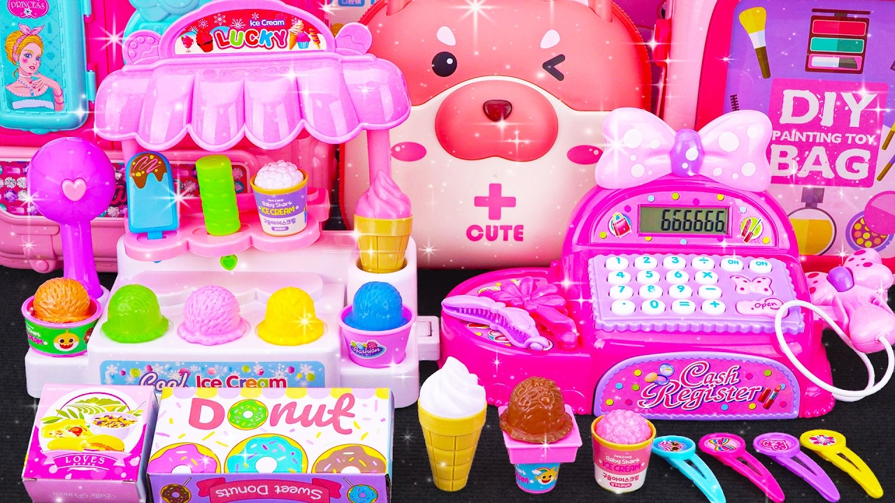 Satisfying with Unboxing Cute Pink Ice Cream Store Cash Register ASMR | Toy Reviewing