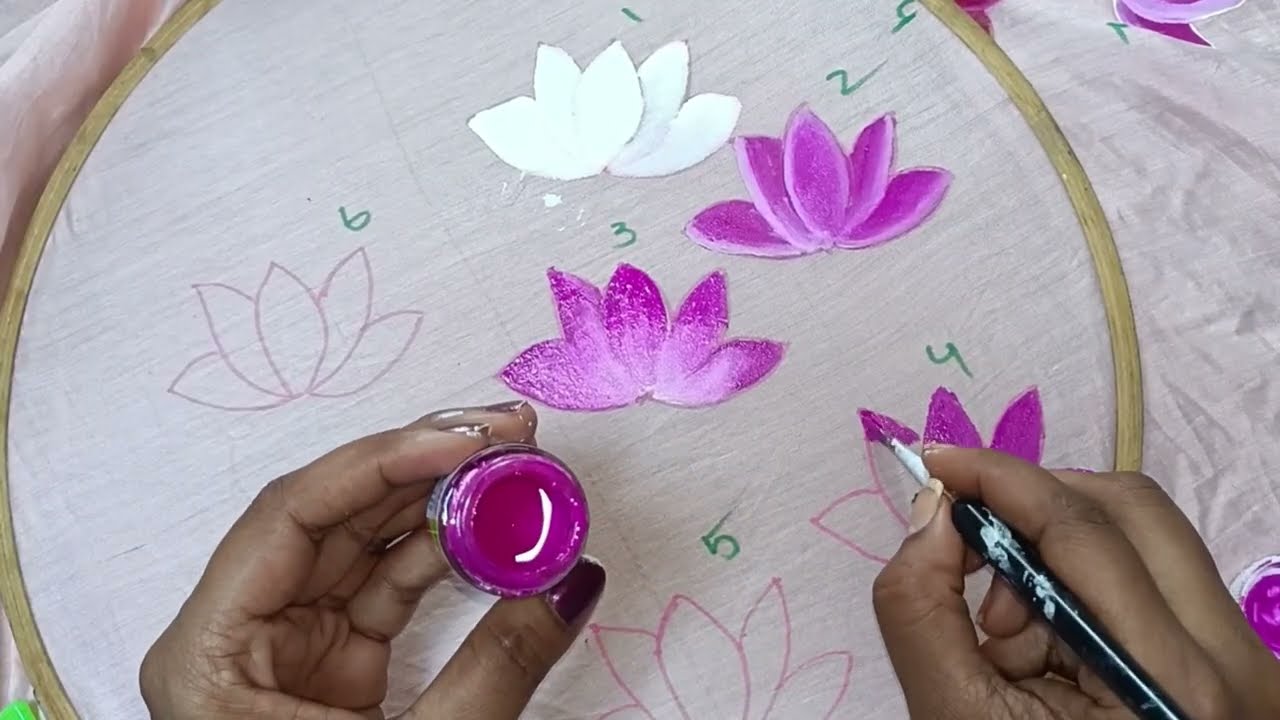 Fabric Painting Class 2 | Lotus Pichwai on Cloth Step by Step #paintingtutorial #fabricpainting