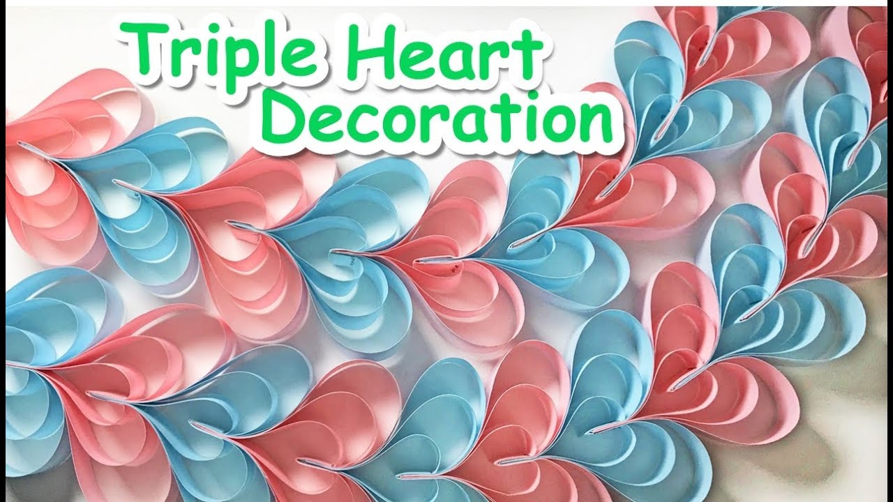 【バレンタインの飾り】ハートつづり2の作り方音声字幕解説付☆ Triple Heart ornament tutorial