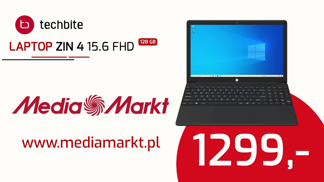 Promocja techbite w Media Markt. Laptop ZIN 4 15.6 FHD 128 GB &ndash; 300 zł taniej