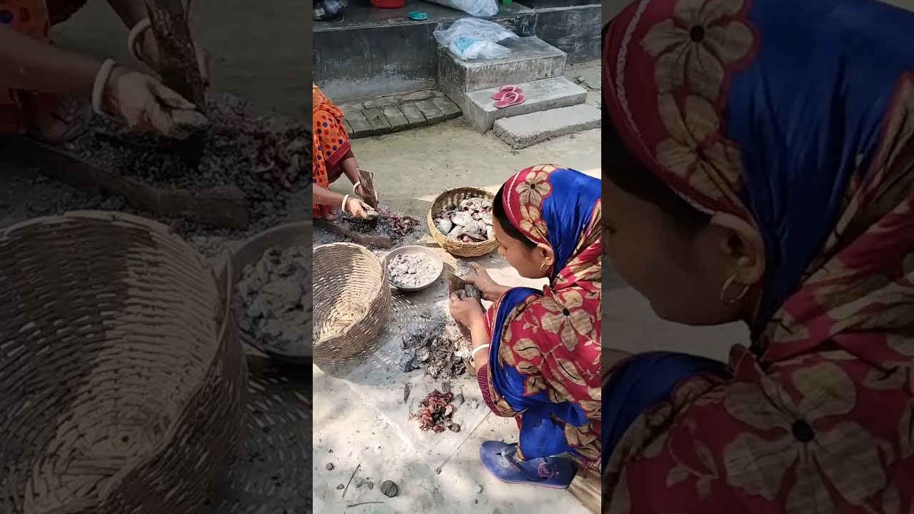 Amazing fish cutting by village woman