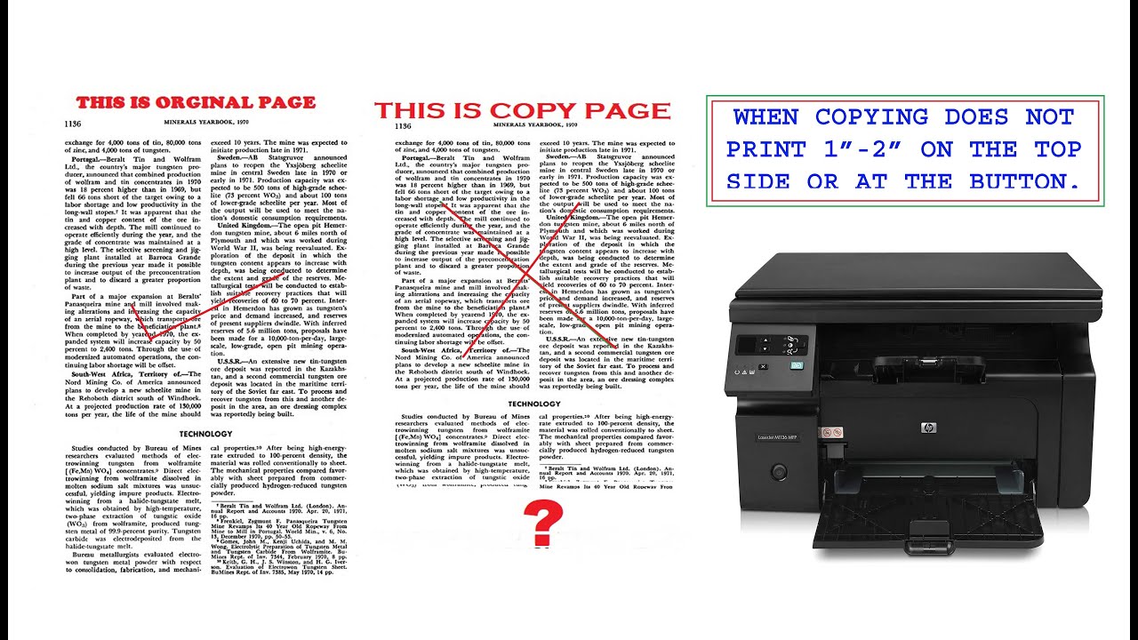 COPYING TO AN HP LASERJET M1136 MFP   PRINTER DOES NOT PRINT APROX 1.5”- 2