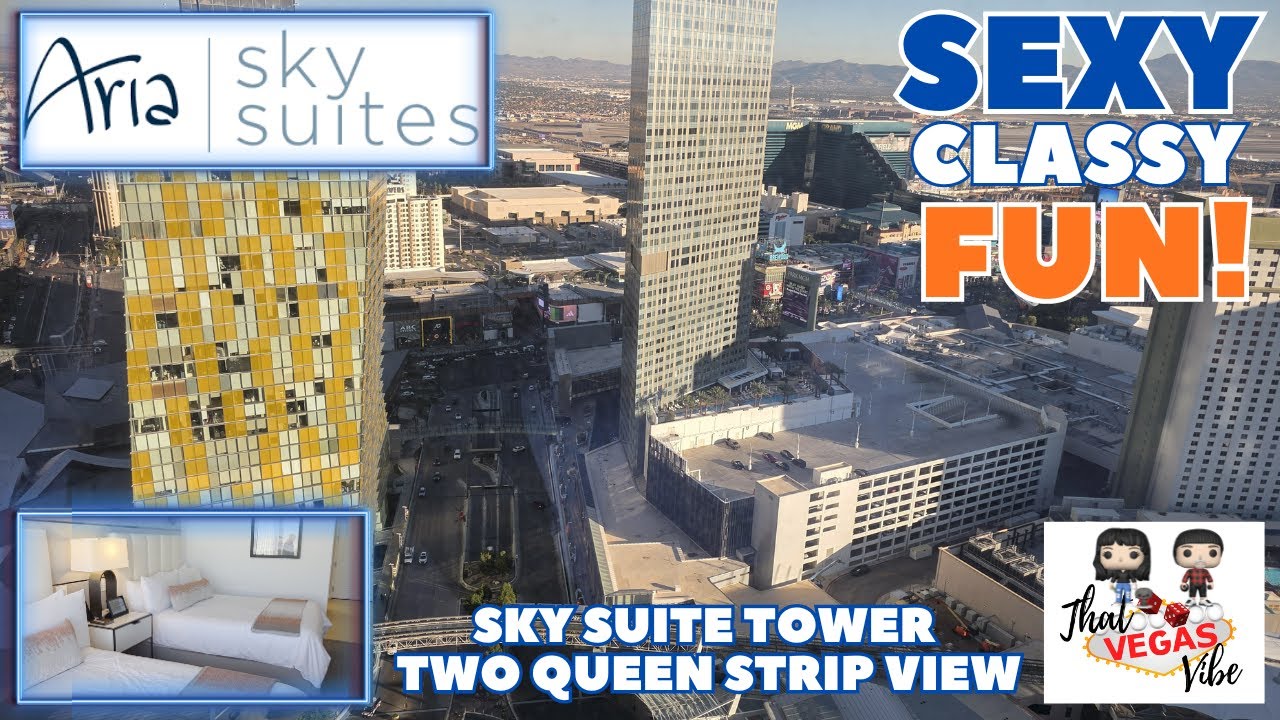 Номер Aria Sky Suite Deluxe с двумя двуспальными кроватями (вид на Лас-Вегас-Стрип)