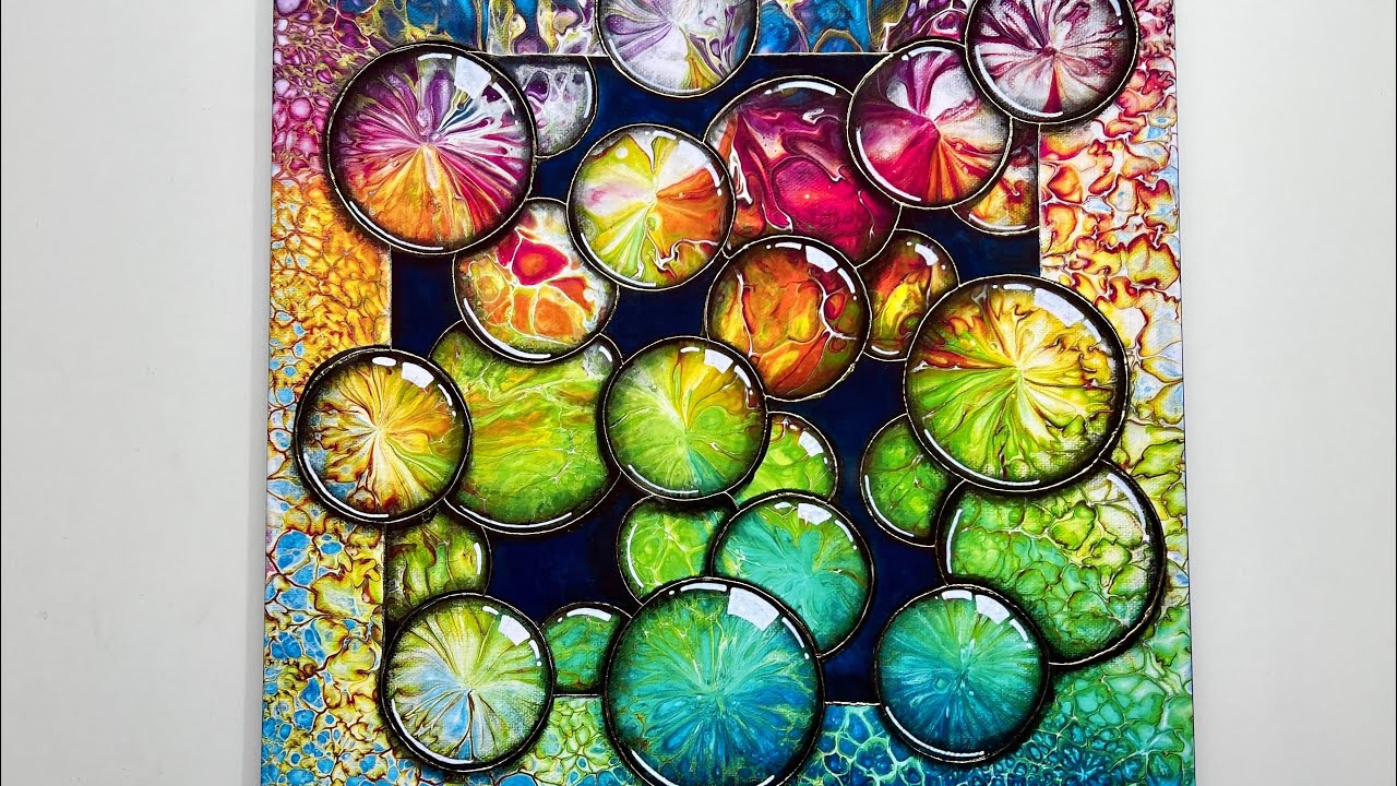 3D balloon BUBBLE ACRYLIC POUR ART STEP BY STEP PAINTING TUTORIAL FOR BEGINNERS