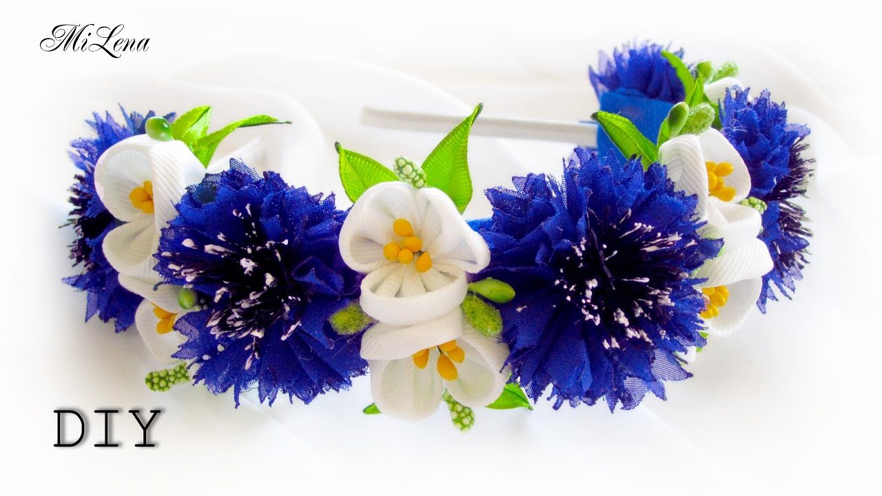 ОБОДОК С ВАСИЛЬКАМИ, МК / ВАСИЛЬКИ, МК /  DIY Cornflowers Headband